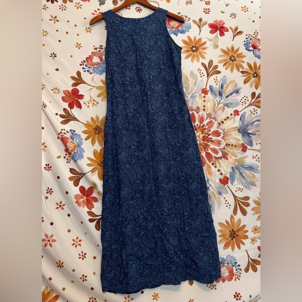 VTG 90s JR Bentley Women’s 6 Blue Paisley Sleeveless Midwest Maxi Dress Spring